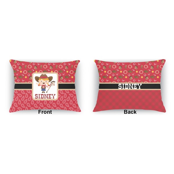 Red Western  Outdoor Rectangular Throw Pillow (Front and Back)