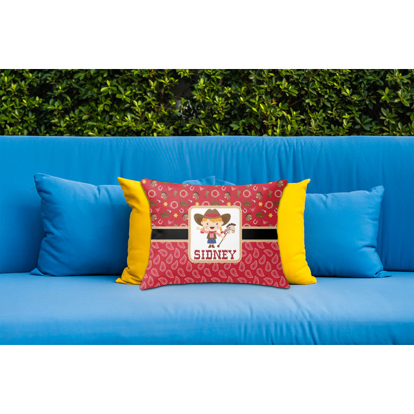 Red Western Outdoor Throw Pillow  - LIFESTYLE (Rectangular - 20x14)