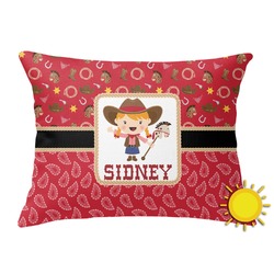 Red Western Outdoor Throw Pillow (Rectangular) (Personalized)