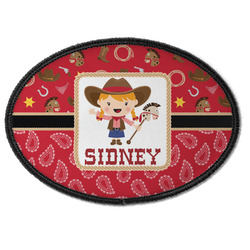 Red Western Iron On Oval Patch w/ Name or Text