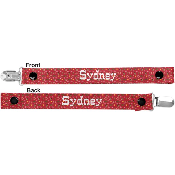Red Western Pacifier Clip - Front and Back