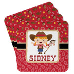 Red Western Paper Coasters w/ Name or Text