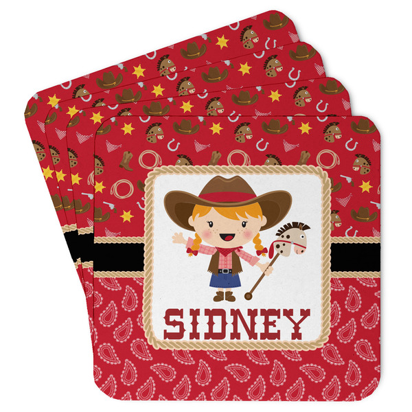 Custom Red Western Paper Coasters w/ Name or Text