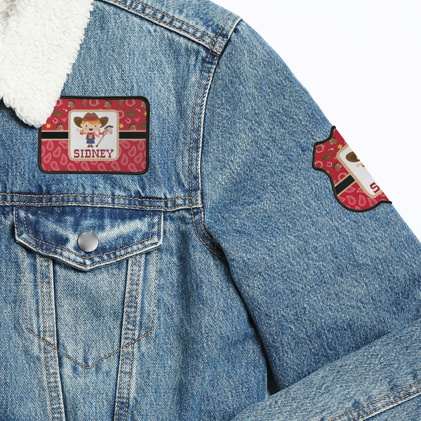 Red Western Patches Lifestyle Jean Jacket Detail