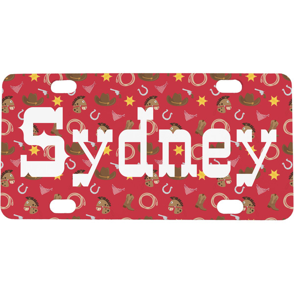 Custom Red Western Mini / Bicycle License Plate (4 Holes) (Personalized)