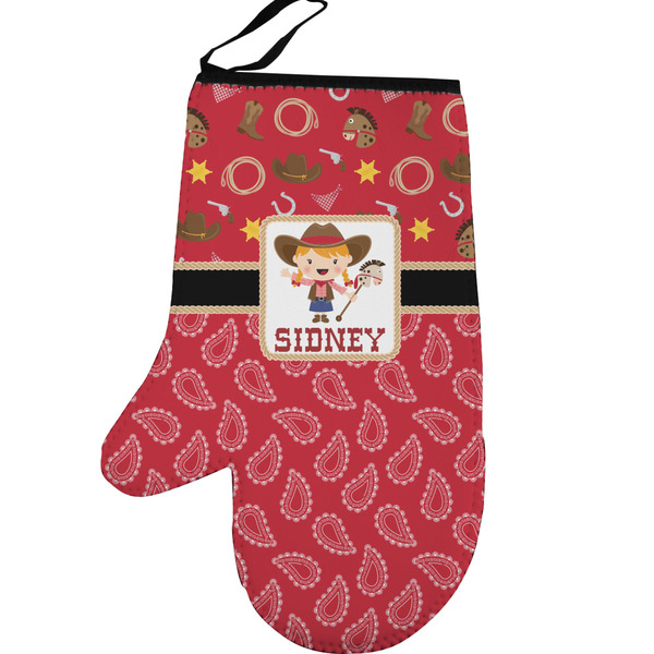 Red Western Personalized Oven Mitt - Left