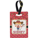 Red Western Plastic Luggage Tag - Rectangular w/ Name or Text