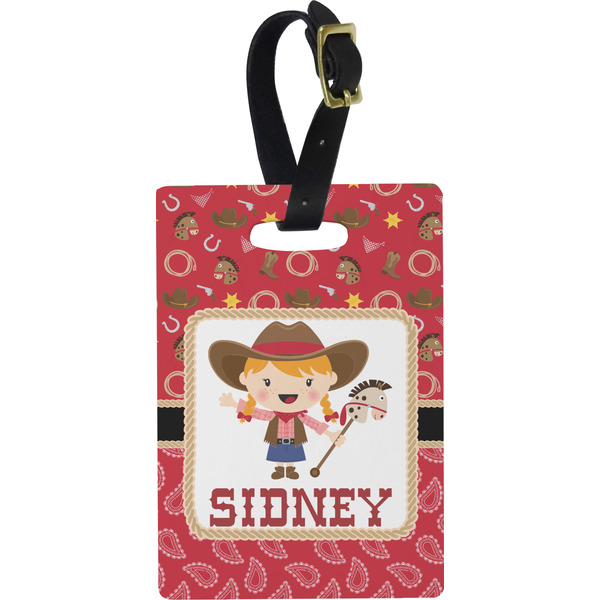 Custom Red Western Plastic Luggage Tag - Rectangular w/ Name or Text