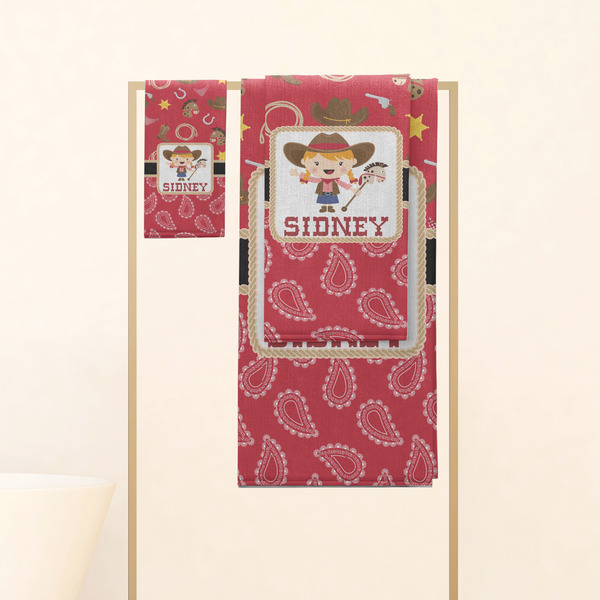 Red Western Personalized Towel Set
