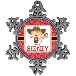 Red Western Vintage Snowflake Ornament (Personalized)