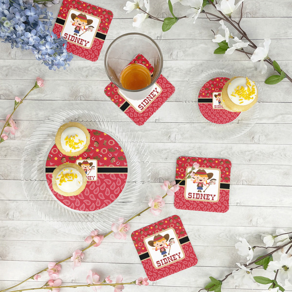 Red Western Plastic Party Dinner Plates - In Context