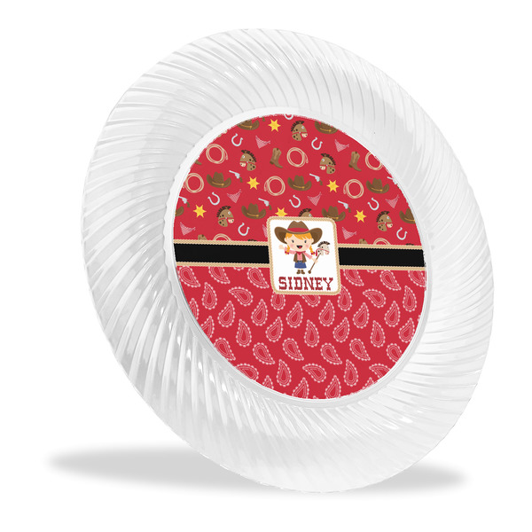 Custom Red Western Plastic Party Dinner Plates - 10" (Personalized)