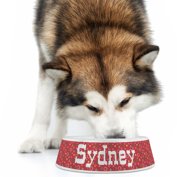 Red Western Plastic Pet Bowls - Large - LIFESTYLE