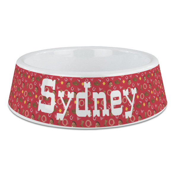 Custom Red Western Plastic Dog Bowl - Large (Personalized)