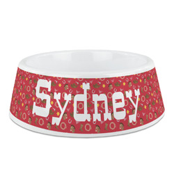 Red Western Plastic Dog Bowl (Personalized)