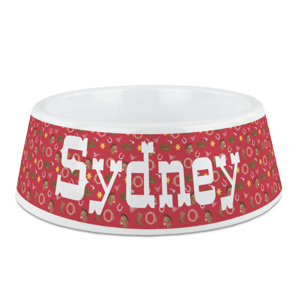 Custom Red Western Plastic Dog Bowl - Medium (Personalized)