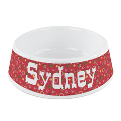 Red Western Plastic Dog Bowl - Small (Personalized)