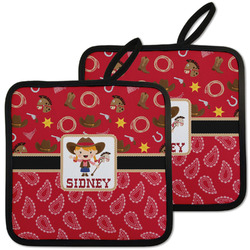 Red Western Pot Holders - Set of 2 w/ Name or Text