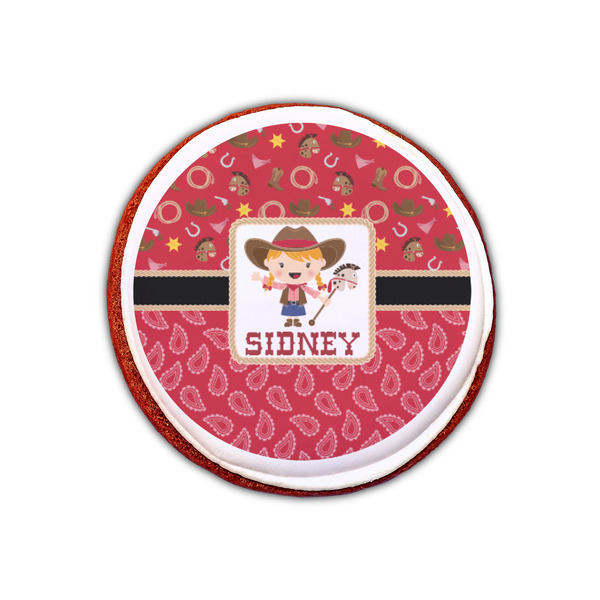 Red Western Printed Icing Circle - XSmall - On Cookie