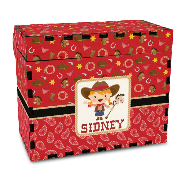 Custom Red Western Wood Recipe Box - Full Color Print (Personalized)