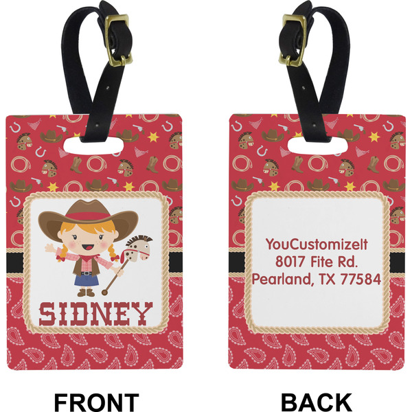 Red Western Rectangle Luggage Tag (Front + Back)