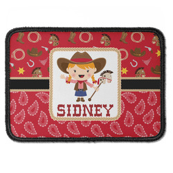 Red Western Iron On Rectangle Patch w/ Name or Text