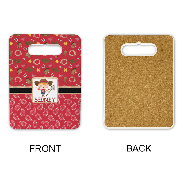 Red Western Rectangle Trivet with Handle - APPROVAL