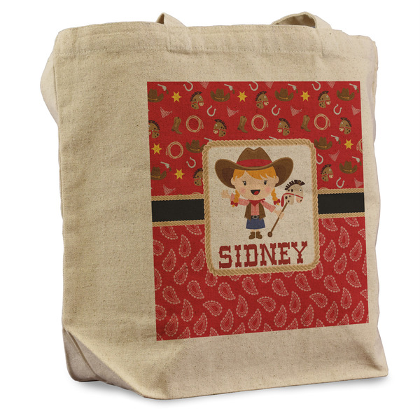 Custom Red Western Reusable Cotton Grocery Bag (Personalized)