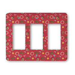 Red Western Rocker Style Light Switch Cover - Three Switch