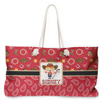 Red Western Large Tote Bag with Rope Handles (Personalized)