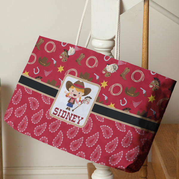 Red Western Large Rope Tote - Life Style