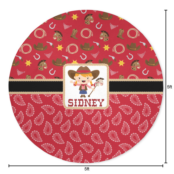Red Western Round Area Rug - Size
