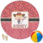 Red Western Round Beach Towel (Personalized)