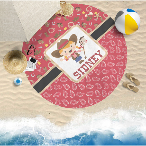 Red Western Round Beach Towel Lifestyle