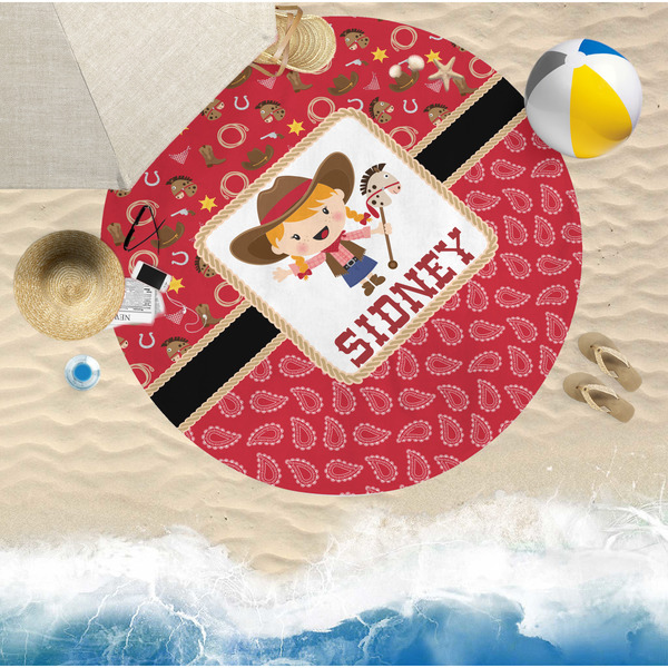 Red Western Round Beach Towel Lifestyle