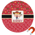 Red Western Round Car Magnet - 6" (Personalized)