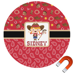 Red Western Round Car Magnet - 10" (Personalized)