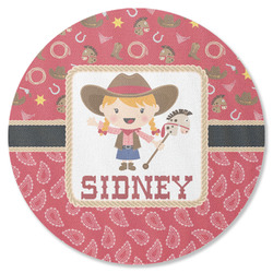 Red Western Round Rubber Backed Coaster (Personalized)