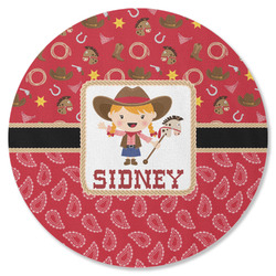 Red Western Round Rubber Backed Coaster (Personalized)