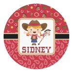 Red Western Round Decal - XLarge (Personalized)
