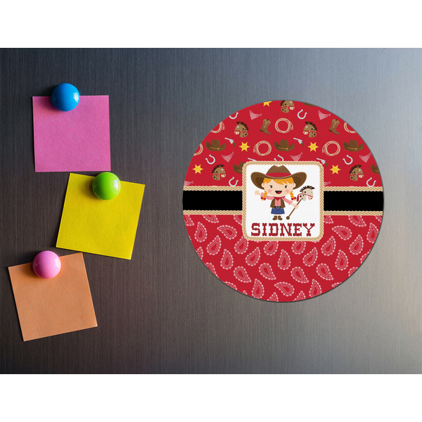 Red Western Round Fridge Magnet - LIFESTYLE