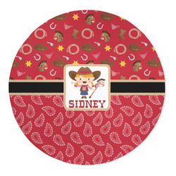 Red Western 5' Round Indoor Area Rug (Personalized)