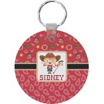 Red Western Round Plastic Keychain (Personalized)