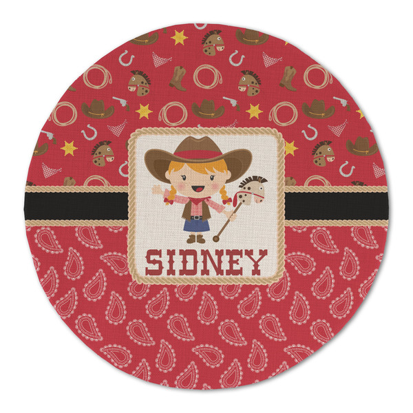 Red Western Round Linen Placemats - FRONT (Double Sided)