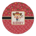 Red Western Round Linen Placemat (Personalized)
