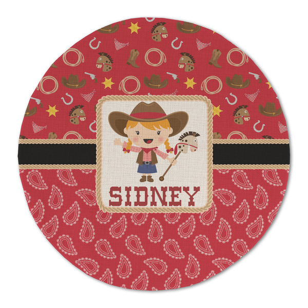Custom Red Western Round Linen Placemat - Single Sided (Personalized)
