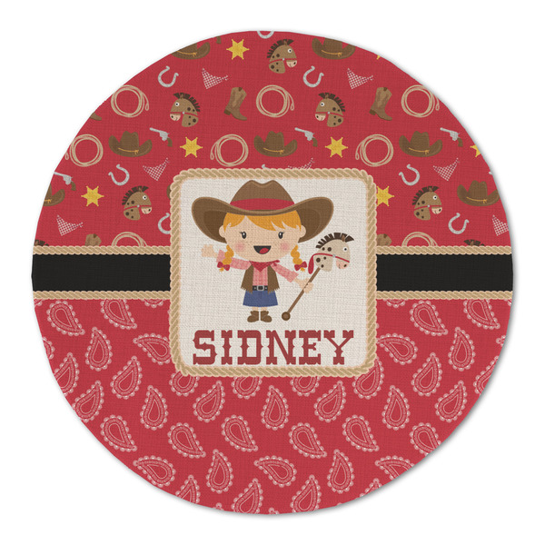 Red Western Round Linen Placemats - FRONT (Single Sided)