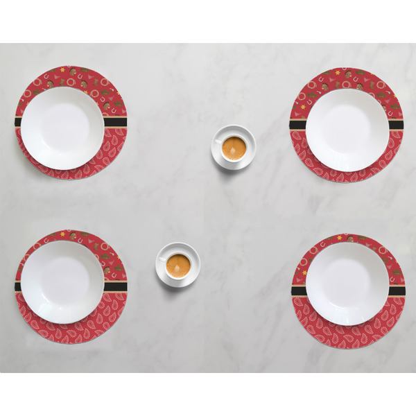 Red Western Round Linen Placemats - LIFESTYLE (set of 4)