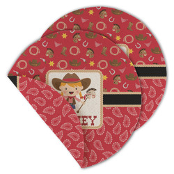Red Western Round Linen Placemat - Double Sided (Personalized)