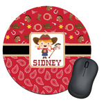 Red Western Round Mouse Pad (Personalized)